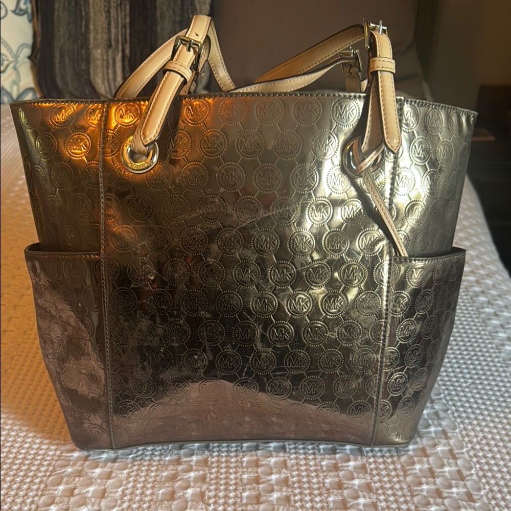 Michael Kors Gold Metallic Tote Bag